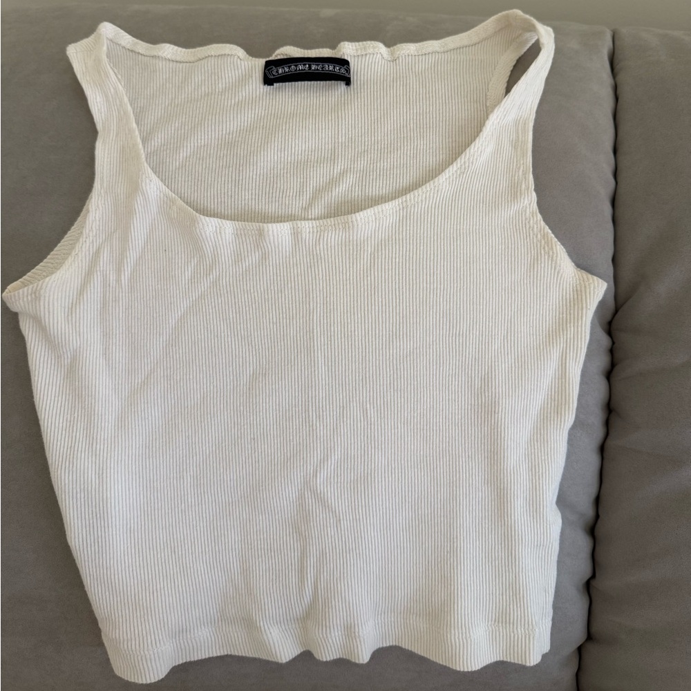 Chrome hearts leather patch tank top white small